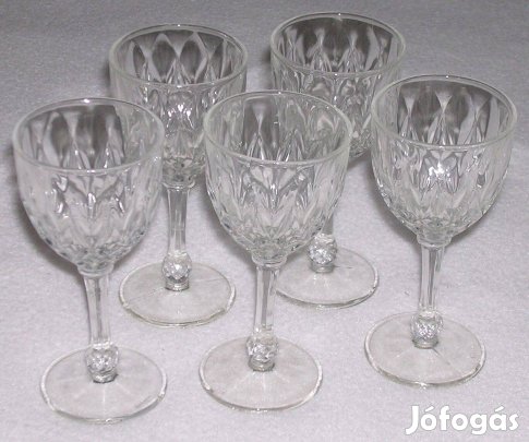 Talpas üvegpoharak. 5 darab, 10 cm magas