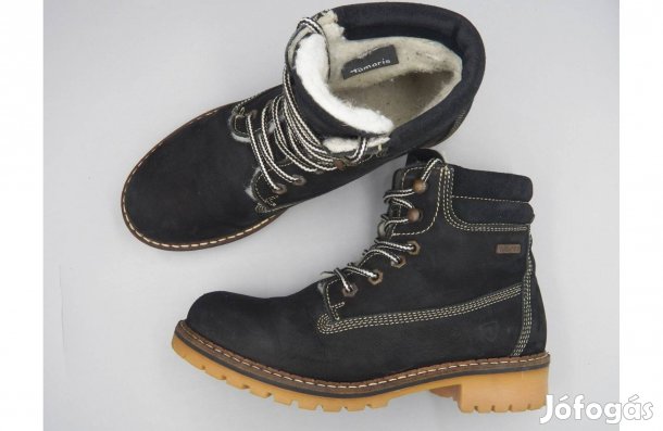 Tamaris Duo-tex bundás bélésű bőr bakancs, 38 -as