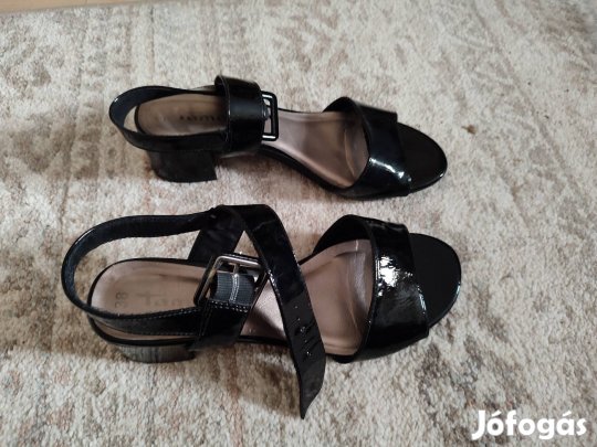Tamaris, fekete lakk, 38-as női szandál eladó 