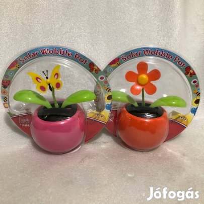 Táncoló Napelemes szolár vidám virág és pillangó színes műanyag