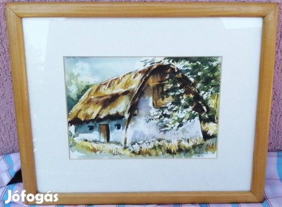 Tanyasi képek: Bíró Ernő kortárs művész keretezett akvarell kollekció
