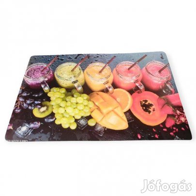 Tányéralátét gyümölcs és turmix mintával színes, 44×29 cm