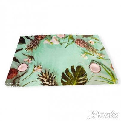 Tányéralátét kókusz és ananász mintával türkiz, 43,5×28,5 cm