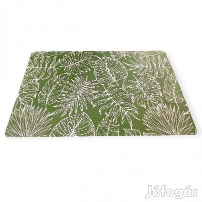 Tányéralátét trópusi leveles mintával fehérzöld, 43,5×28,5 cm