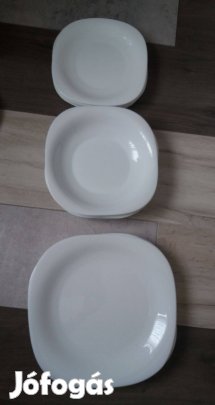 Tányérkészlet, fehér, 3 x 6 db