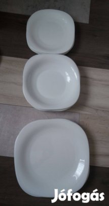 Tányérkészlet, fehér, 3 x 6 db