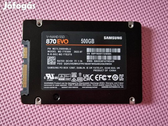 Tárhely: 500GB Samsung SATA SSD
