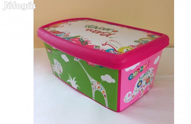 Tároló doboz (5l) tetővel, gyerekszobába is, Curver Flower World