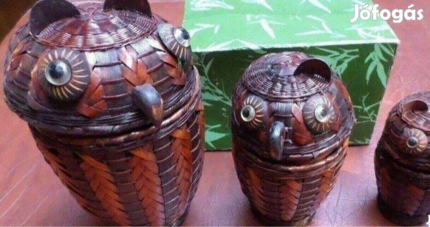 Tároló kosár rattan bagoly 3 db Új