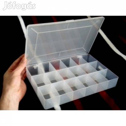 Tárolódoboz - 18 rekeszes műanyag tároló doboz - 27.5cm! (_)