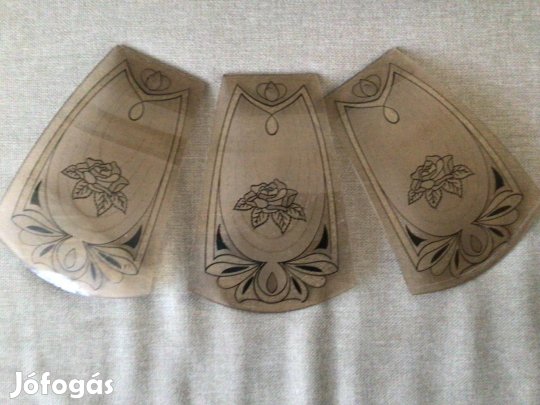 Tartalék üveg csillárhoz. 3 db. füstszínű csiszolt, festett üveglap el