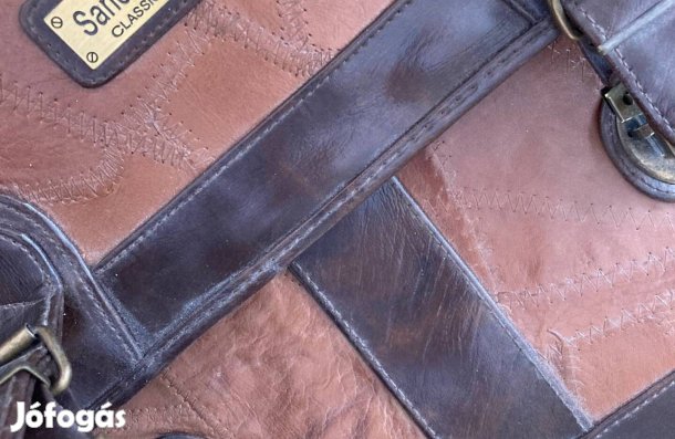 Táska, bőr oldaltáska, laptop, irattáska