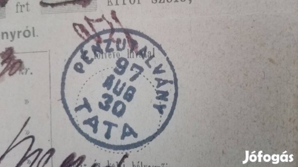 Tatai Pénzutalvány 1897-es ritka Postatörténeti db