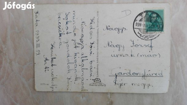 Tatai ritka képeslap 1939-es szép