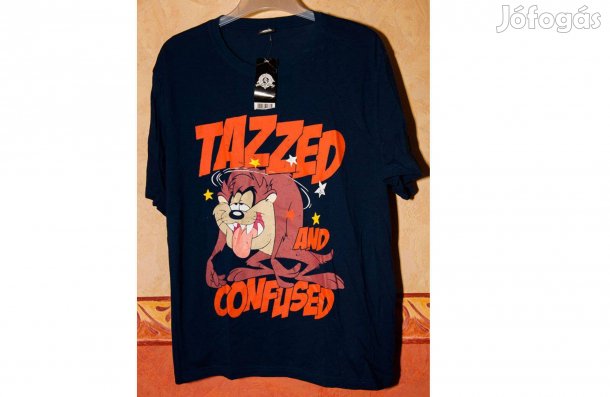 Tazmánia sötétkék Bolondos Dallamok póló (Új, címkés)
