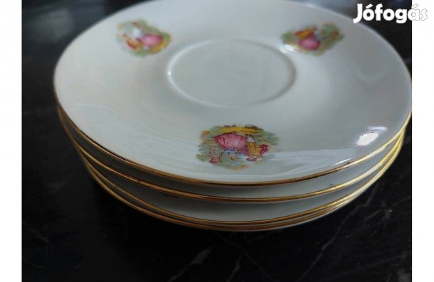 Teás csészealj 4 db, Alba Júlia porcelán kis tányér