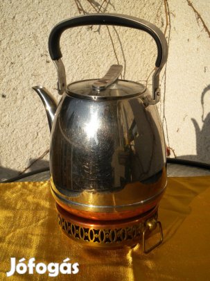 Teás kanna vörösréz melegen tartóval teamécses működésű