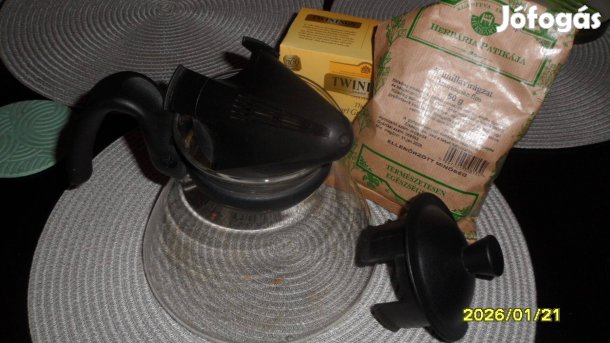 Teás üveg kanna, szűrős kedvező áron