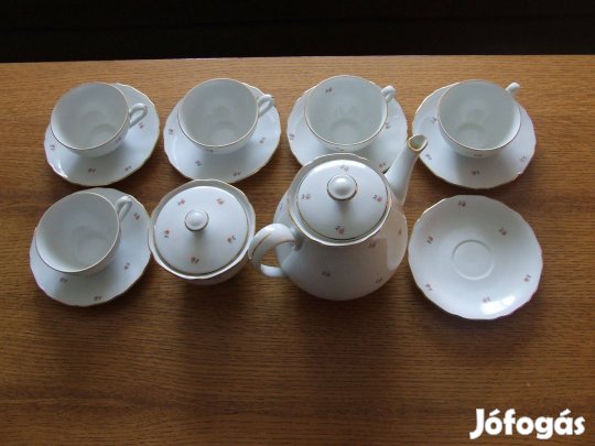 Teáskészlet porcelán csésze kanna cukortartó