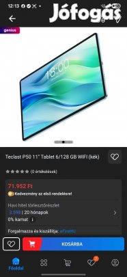 Teclast p50 tablet 8GB RAM + 128GB 11" Csak kibontott.