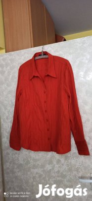 Tégla színű hosszú ujjú gyűrt blúz