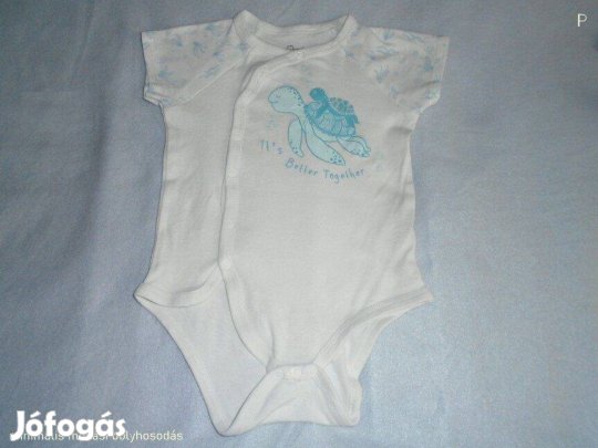 Teknősbéka mintás fehér rövid ujjú body 12-18 hó (méret 86)