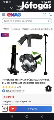 Telebrands Trusty Cane Összecsukható Bot, LED Zseblámpával, l