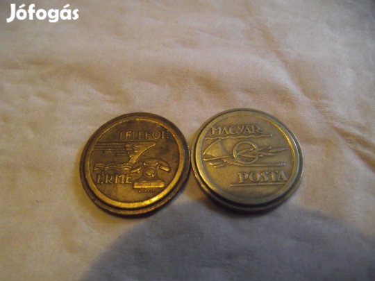 Telefon érme Magyar posta retro 2 db