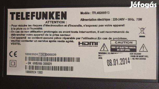 Telefunken TFL40200B13 LED tv hibás alkatrésznek 17IPS19-4