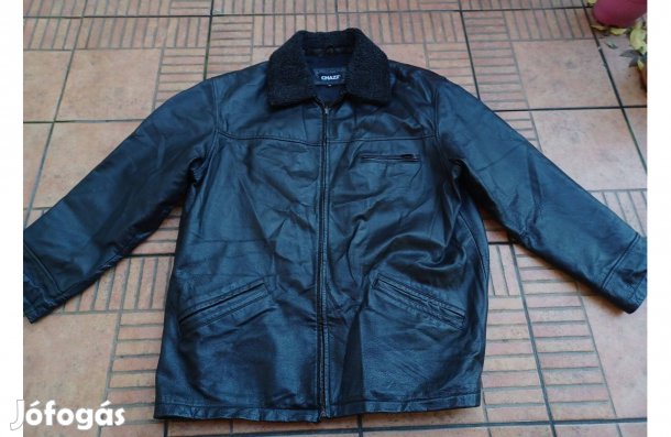 Téli prémes galléros bőrdzseki bőrkabát XXL 2XL