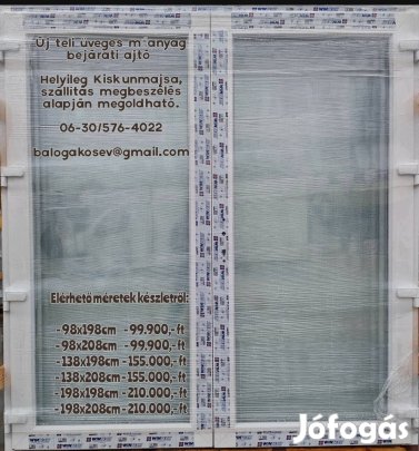 Teli tele üveg műanyag bejárati ajtó kétszárnyú teraszajtó 