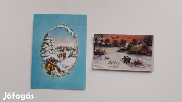 Téli tiszta képeslap, kihajtható és Rokat mini 2 db egyben