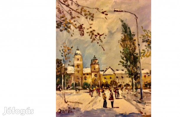 Téli utca - festmény