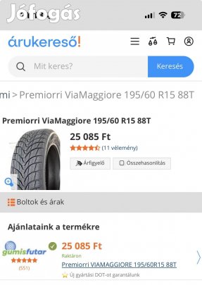 Téligumi 195/60 R15 lemezfelnin disztárcsával. 