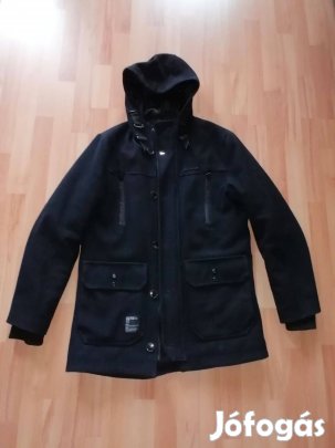 Télikabát - sötétkék gyapjúszövet, steppelt béléssel