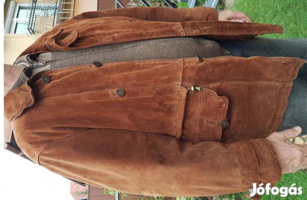 Télikabát bőr férfi velúr kabát barna 48 48-as