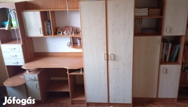 Teljes ifjúsági szekrénysor íróasztallal juhar/cseresznye