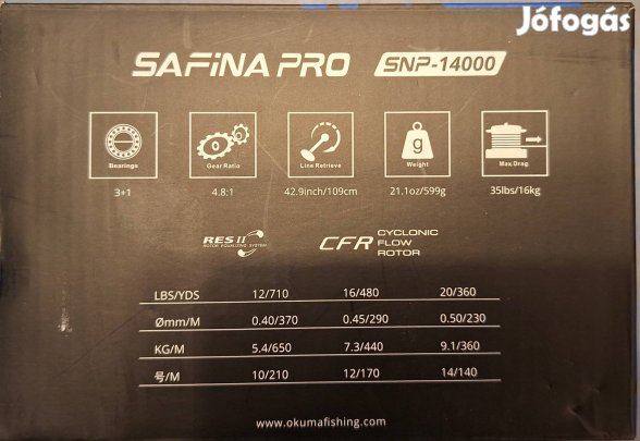 Teljesen új Okuma Safina Pro 14000 harcsázó orsó eladó! 