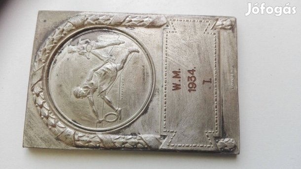 Teniszbajnokság plakettje 1934-es jelzet ritka szép db