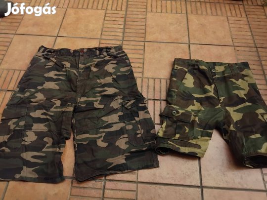 Terepmintás vadász nadrág katonai rövidnadrág XS S M 2db