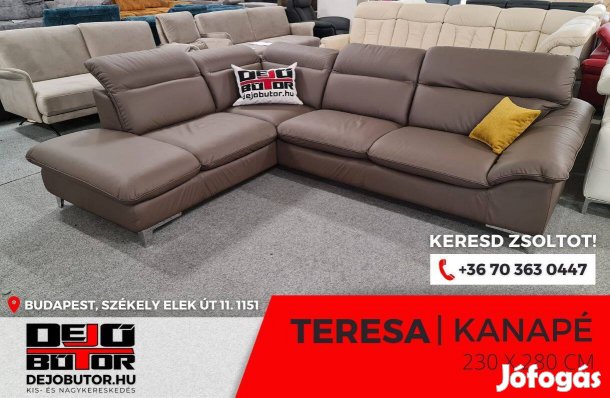 Teresa braun valódi bőr sarok kanapé ülőgarnitúra 285x232 cm