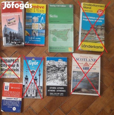 Térkép térképek London, Athén, Genf, Szicília, Bécs