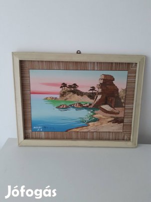 Természetes anyagokból ragasztott vietnámi falikép 30x40 cm