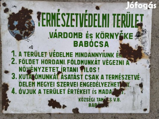 Természetvédelmi terület , nagyméretü zománctábla