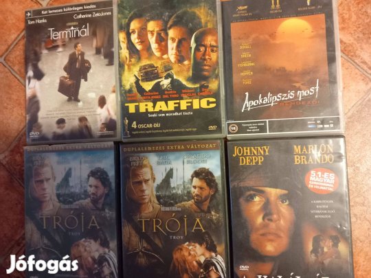 Terminál, Trafic, Trója, Apokalipszis, Johnny Depp eredeti DVD lemezek