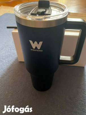 Termosz 1200 ml szívószállal, fogantyúval-új fekete szinü