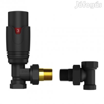Termosztatikus radiátor sarokszelep készlet - 1/2" - fekete (TRCD10A-