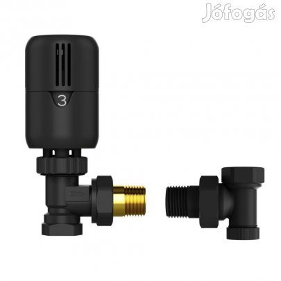 Termosztatikus radiátor sarokszelep készlet - 1/2" - fekete (TS202WA-