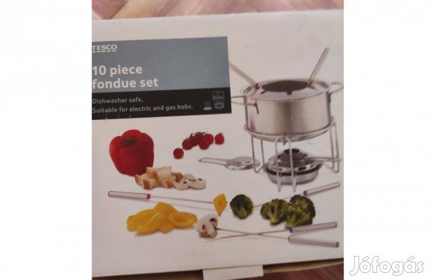 Tesco-s 10 részes fém fondue szett, alkoholos