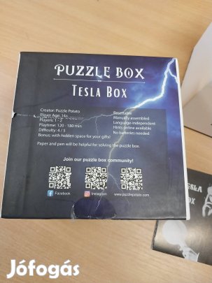 Tesla Puzzle box, fa puzzle doboz  logikai játék  ajándékrekesszel